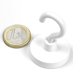 FTNW-32, Hakenmagnet weiß, Ø 32,3 mm, pulverbeschichtet, Gewinde M5