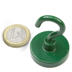 FTNG-32, Hakenmagnet grün, Ø 32,3 mm, pulverbeschichtet, Gewinde M5