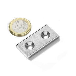 CSR-40-20-04-N, Flachleisten-Magnet 40 x 20 x 4 mm, mit Senkbohrung, in U-förmigem Stahlprofil