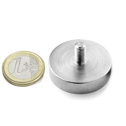 GTN-32, Topfmagnet mit Gewindezapfen, Ø 32 mm, Gewinde M6, Haftkraft ca. 39 kg