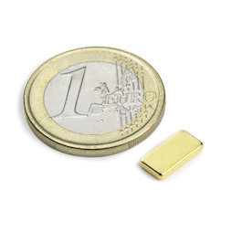 Q-10-05-1.5-G, Quadermagnet 10 x 5 x 1,5 mm, Neodym, N50, vergoldet