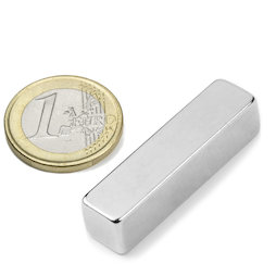 Q-40-10-10-N, Quadermagnet 40 x 10 x 10 mm, Neodym, N42, vernickelt