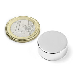 S-20-07-N, Scheibenmagnet Ø 20 mm, Höhe 7 mm, Neodym, N42, vernickelt