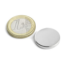 S-20-03-N, Scheibenmagnet Ø 20 mm, Höhe 3 mm, Neodym, N45, vernickelt