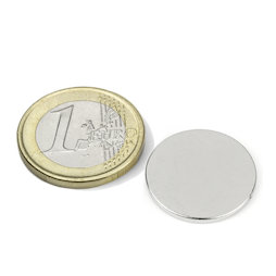 S-20-1.5-N, Scheibenmagnet Ø 20 mm, Höhe 1,5 mm, Neodym, N38, vernickelt