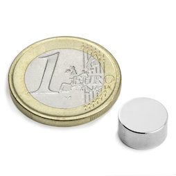 S-10-05-N, Scheibenmagnet Ø 10 mm, Höhe 5 mm, Neodym, N42, vernickelt