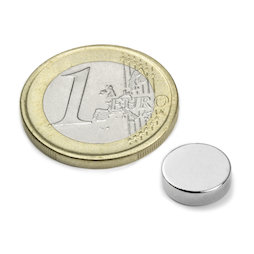 S-10-03-N, Scheibenmagnet Ø 10 mm, Höhe 3 mm, Neodym, N42, vernickelt