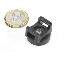 CMN-22, gummierter Topfmagnet, für Kabelmontage, Ø 22 mm
