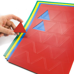 BA-014TR, Magnetsymbole Dreieck groß, für Whiteboards & Planungstafeln, 25 Symbole pro A4-Bogen, in verschiedenen Farben