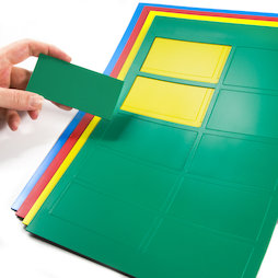 BA-014RE, Magnetsymbole Rechteck groß, für Whiteboards & Planungstafeln, 10 Symbole pro A4-Bogen, in verschiedenen Farben