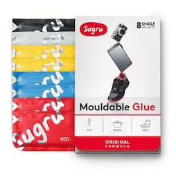 SUG-08/mixed1, Sugru 8er-Pack, formbarer Kleber, 1x schwarz, 1x weiß, 2x rot, 2x blau, 2x gelb, Packungen zu je 5 g
