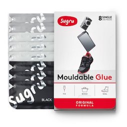 SUG-08/mixed3, Sugru 8er-Pack, formbarer Kleber, 3x schwarz, 3x weiß, 2x grau, Packungen zu je 5 g