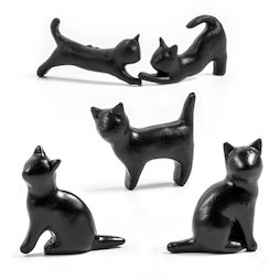 LIV-138, Schwarze Katzen, Dekomagnete in Katzen-Form, 5er-Set