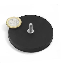 GTNG-66, gummierter Topfmagnet mit Gewindezapfen, Ø 66 mm, Gewinde M8