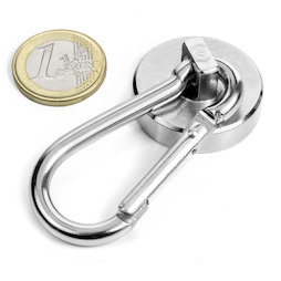 KTN-32, Topfmagnet mit Karabiner Ø 32 mm, Länge Karabiner 60 mm