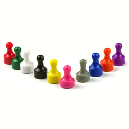 M-PIN, Magnetpins 'Player', Pinnwand-Magnete in Form einer Spielfigur, 10er-Set, in verschiedenen Farben