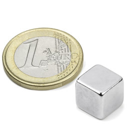 W-10-N, Würfelmagnet 10 mm, Neodym, N42, vernickelt